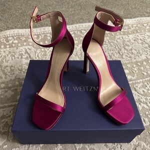 Stuart Weitzman Women's Pink Ankle Strap Heels